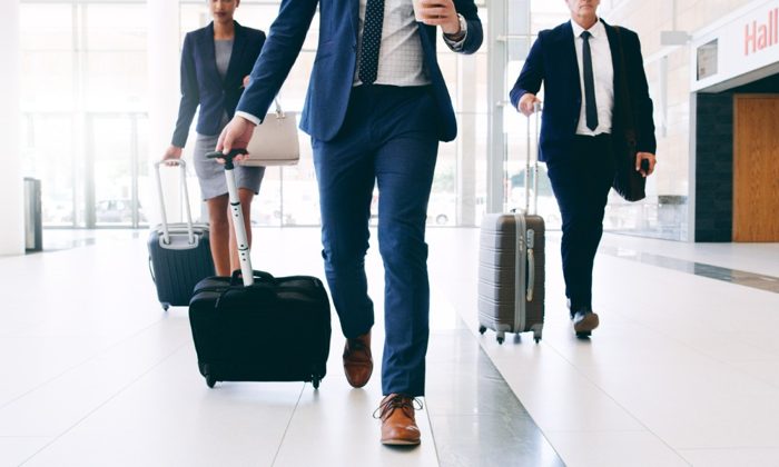 Business travellers in an airport